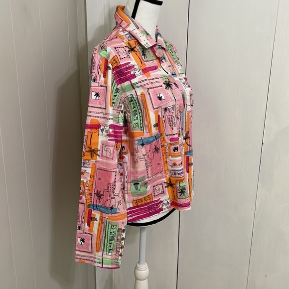 New Direction Colourful Pink Jacket Button up with collar size Medium - Picture 5 of 10